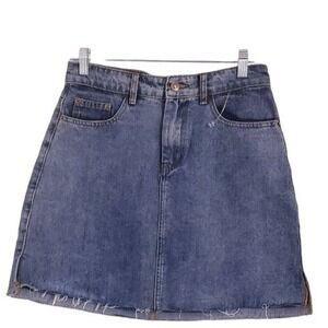 MiAmi denim Mini skirt size Medium raw hem 80s cut mid wash